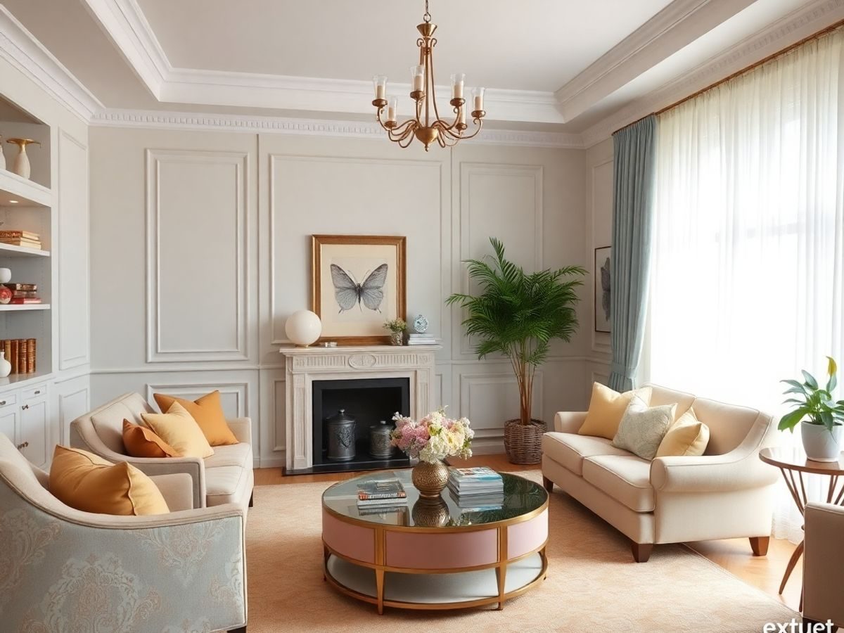 Living room cu culori armonioase în decor.