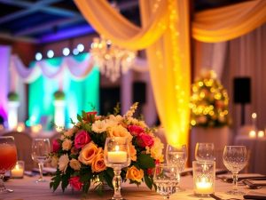 Decorațiuni elegante pentru evenimente festive, lumini calde