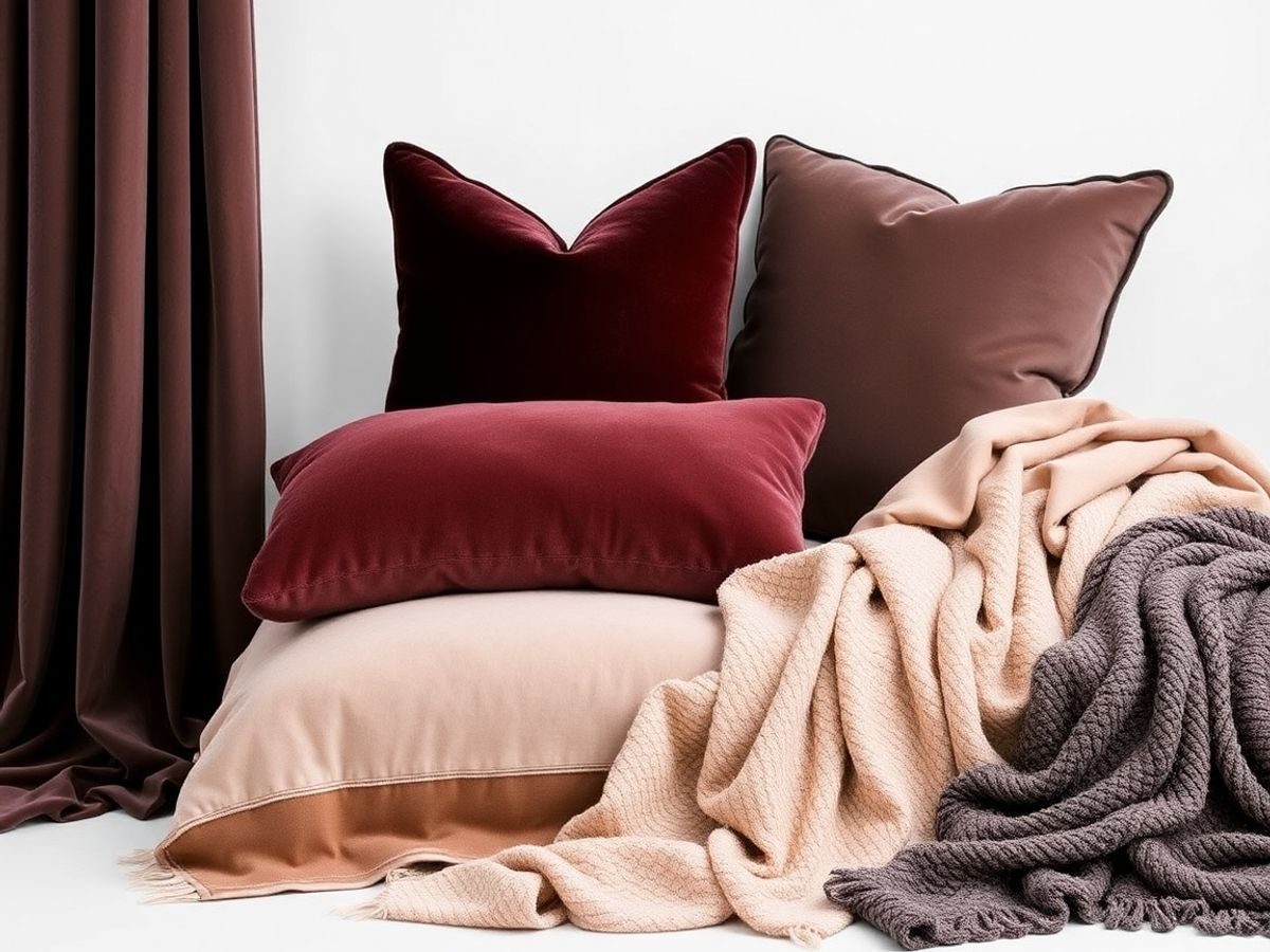 Texturi textile interioare, draperii, perne decorative